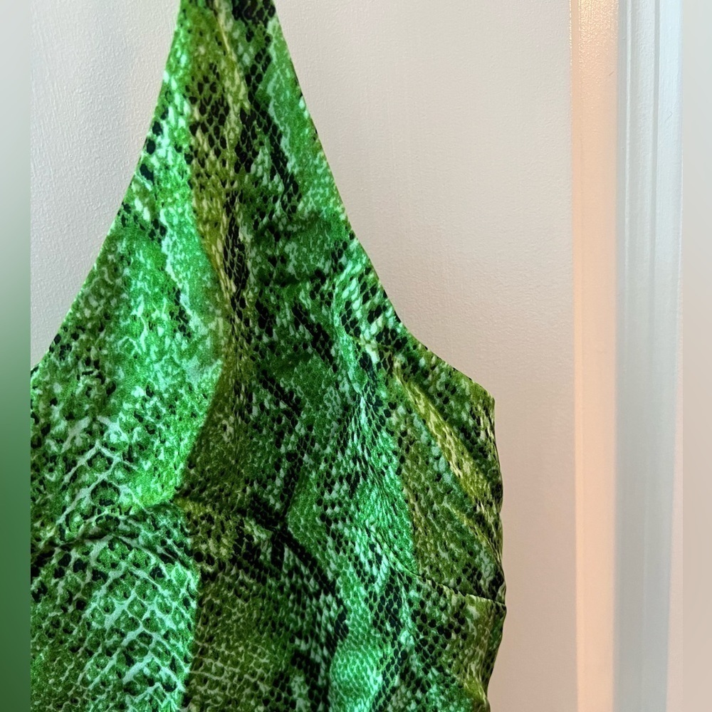 L'agence Green Python Spaghetti Strap Silk Tank T… - image 3